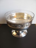 COUPE DE FRUITS METAL ARGENTE ET VERRE TAILLE  MOTIF ART DECO XX ème Siècle - Argenteria