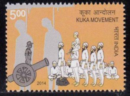 India MNH 2014, Kuka Movement, Movement Against British Rule, Cannon, Death By Hang Image, Army - Neufs