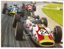 Indianapolis 500 1966  -  Graham Hill  -  Lola-Ford   - Artwork By Michael Turner - CP - IndyCar