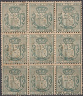 1881-27 CUBA. SPAIN. ESPAÑA. TELEGRAFOS. TELEGRAPH. Ed.54. 1881. BLOCK 9 SIN GOMA. BOCK 9 WITHOUT GUM. - Telégrafo