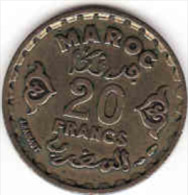 MAROC - Marokko,20 Francs Bronze Aluminium Empire Chérifien 1952, 1371 Egire - Morocco