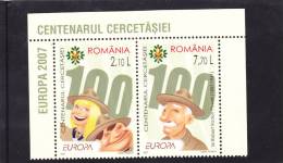 SCOUT,EUROPA CEPT 2007 FULL SET, ** MNH, FACE VALUE! EXTRA PRICE! ROMANIA. - Neufs