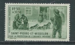 Saint Pierre Et Miquelon P.A. N° 1 XX Protection De L'enfance Indigène : 1 F. 50 + 3f. 50 Vert  Neuf  Sans Charnière, TB - Unused Stamps