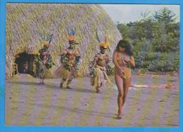 POSTCARD BRAZIL YAMARICUMA RITUAL DANCE NATIVE RESERVE OF XINGU WOMEN  SEMI NUDE UNUSED - America