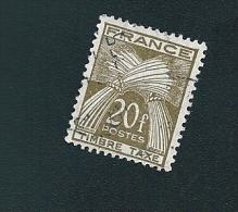 N ° 87 Timbre Taxe Type Gerbes  20 Frs Brun Olive France Oblitéré 1946-55 - Andere & Zonder Classificatie