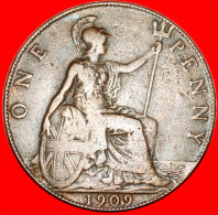 * MISTRESS OF THE SEASGREAT BRITAIN  PENNY 1909 EDWARD VII (1902-1910)! INTERESTING TYPE! LOW START NO RESERVE! - D. 1 Penny