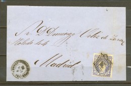 1872, ED. 107, CARTA CIRCULADA ENTRE ARANDA DE DUERO Y MADRID, MATASELLOS ROMBO DE PUNTOS, LLEGADA - Lettres & Documents