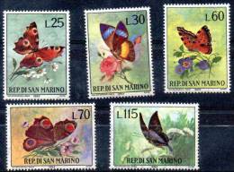 SAINT MARIN PAPILLONS (yvert N° 599/603). Neuf Sans Charniere. ** MNH - Butterflies