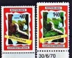 CENTRAFRIQUE Papillons + Sericulture, Butterflies, Mariposas Yvert 131 + Pa 86. ** MNH - Other & Unclassified