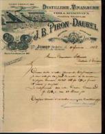 Lettre Commerciale : JUMET - Distillerie - Vinaigrerie J.B. PIRON - DAUREL (1903) - Frontispice Illustré - 1900 – 1949