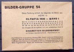 1936 OLYMPIADE Band I - 50 Bilder 8x12cm - Ungeöffnetes Originalpaket - Bilder-Gruppe 54 - Sammelwerk 13 - Trading-Karten