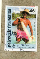 POLYNESIE  : ""Pêche Couleur Lagon" : Pêcheur Et Filet - Adhésif - Grand Format - - Used Stamps