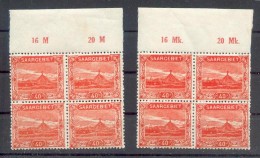 Saar 59 ORM+MK BeIDE OBERANDTYPEN VIERERBLOCK**POSTFRISCH (Z3992 - Unused Stamps
