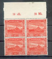 Saar 59 ORM+MK VIERERBLOCK**POSTFRISCH (72320 - Unused Stamps
