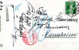 SUISSE. Carte Postale De La Suisse Pour Mannheim De 1911. Carte Taxée En Allemagne. - Taxe