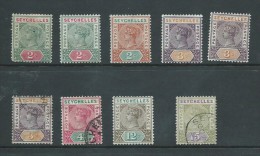 Seychelles 1890 Queen Victoria Duplicated Range To 15c Mint & Used (9) - Seychellen (...-1976)