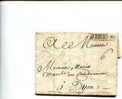 GENEVE Suisse Marque Noire "GENEVE" Encadrée  Pour DIJON Taxe 6  -    1745 ...G - ...-1845 Prefilatelia