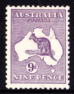 Australia 1913 Kangaroo 9d Violet 1st Wmk MH Listed Variety - Mint Stamps