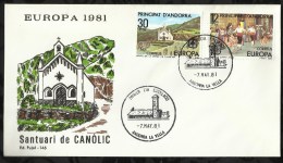 PREMIER JOUR . ANDORRE ESPAGNOL . EUROPA . FÊTE DE LA VIERGE DE CANOLICH .  07 MAI  1981 . - Lettres & Documents