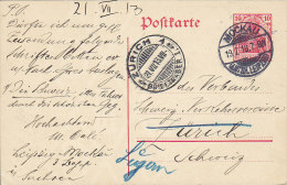 Germany Deutsches Reich Postal Stationery Ganzsache Entier MOCKAU (Amt. Leipzig) 1913 ZÜRICH Readressed LUZERN Schweiz - Cartes Postales