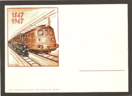 1947 Cent Ans De Chemin De Fer UPG . Journee Du Timbre Geneve Carte Neuve - Railway