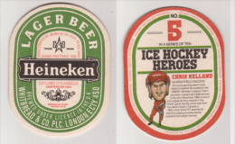 Heineken Lager Beer , Ice Hockey Heroes No. 5 Chris Kelland - Bierviltjes