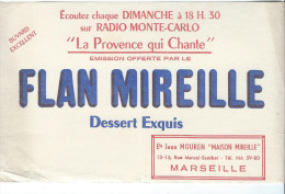 Buvard /Dessert/Flan Mireille/Radio Montecarlo/La Provence Qui Chante/MARSEILLE/Vers 1950    BUV193 - Dulces & Biscochos