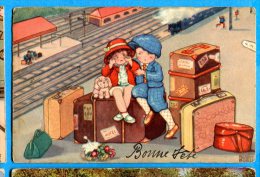 FR397,Bonne Fête ,enfants Sur Le Quai De La Gare,le Départ Du Train,Hotel, Chien,fantaisie,circulée 1931 Timbre Décollé - Boriss, Margret