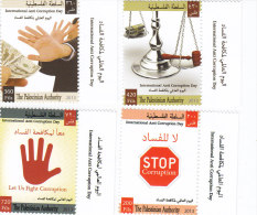 Palestine New Issue 2013,Anti Corrpution Day Compol. Set 4 Stamps MNH - Scarce-SKRILL PAYEMENT ONLY - Palästina