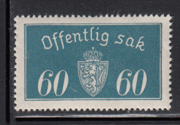 Norway MNH Scott #O19a 60o Coat Of Arms Size 34mm X 18.75mm - Servizio