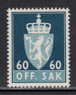 Norway MNH Scott #O101 60o Coat Of Arms - Dienstmarken