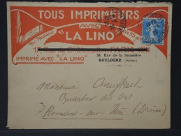 FRANCE- LETTRE PUBLICITAIRE DE BOULOGNE SUR SEINE  EN 1925 AFF TYPE SEMEUSE A VOIR    LOT P3018 - Briefe U. Dokumente