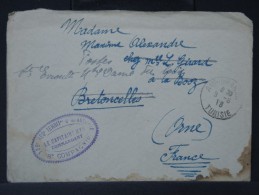 FRANCE- TUNISIE LETTRE EN FRANCHISE POUR LA FRANCE 1918    A VOIR    LOT P3028 - Cartas & Documentos