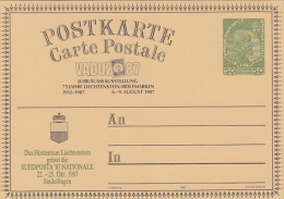 16148- PRINCE JOHANN 2ND, VADUZ PHILATELIC EXHIBITION, POSTCARD STATIONERY, 1987, LIECHTENSTEIN - Enteros Postales