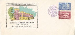 1468FM- TIMISOARA PHILATELIC EXHIBITION, MUSEUM, SPECIAL COVER, 1964, ROMANIA - Lettres & Documents