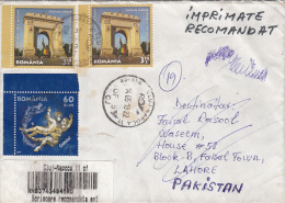 16192- ARCH OF TRIUMPH, GEMINI, STAMPS ON REGISTERED COVER, 2013, ROMANIA - Covers & Documents