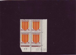 N° 1046 - 80c Blason Du ROUSSILLON - B De A+B - 1° Tirage Du 11.10 Au 13.10.55 - 13.10.1955 - - 1950-1959