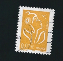 N° 3731 Marianne De Lamouche 0.01€ Jaune France Oblitéré 2005 - 2004-2008 Marianne De Lamouche