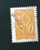N° 3731 Marianne De Lamouche 0.01€ Jaune France Oblitéré 2005 - 2004-2008 Marianne De Lamouche