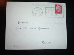 LETTRE TP MARIANNE DE CHEFFER 0,40 VARIETE OBL.MEC.13-4-1970 PARIS 112 (75) - 1967-1970 Marianna Di Cheffer