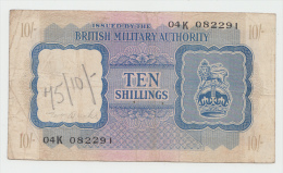 BRITISH MILITARY AUTHORITY - North Africa 10 Shillings (1943) VF Pick M5 - Autorità Militare Britannica