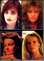 4 X Kino-Autogrammkarte  -  Repro, Signatur Aufgedruckt  -  Kim Basinger  -  Jacqueline Bisset  -  Greta Garbo - Autographs