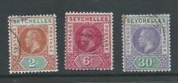 Seychelles 1912 KGV 3 Values To 30c Used - Seychelles (...-1976)
