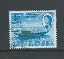 Seychelles 1962 QEII 45 Cent Blue Fishing Boat Definitive FU - Seychellen (...-1976)