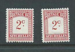 Seychelles 1951 2 Cent Postage Due , 1 MNH , 1 MLH - Seychellen (...-1976)