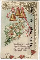 - Joli Carte Avec Cloches Et Marguerites, Splendide, Peu Courante, Signée M B, écrite En 1907,BE, Scans. - Pâques