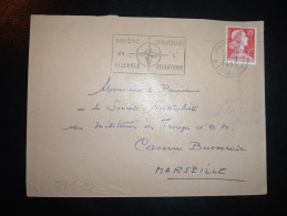 LETTRE TP MARIANNE DE MULLER 25F OBL.MEC. VARIETE 21 II 1959 PARIS XV (75) ALLIANCE ATLANTIQUE - 1955-1961 Marianne (Muller)