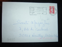 LETTRE TP MARIANNE DE BRIAT 2,30 OBL.MEC. VARIETE 27-11-1990 TOURS COTY (37 INDRE ET LOIRE) - 1989-1996 Marianne Du Bicentenaire