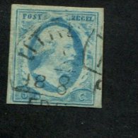 308167903 NEDERLAND GEBRUIKT USED YVERT NR 1 NVPH NR 1  Lichtblauw - Gebraucht