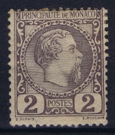 Monaco: 1885 Yv Nr 2 MH/*  Has No Thin Spot, Piece Of Paper - Nuevos